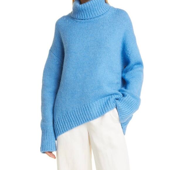 Samsoe Samsoe Molli Wool & Alpaca Blend Turtleneck Sweater in Lichen Blue NWOT - Picture 2 of 13
